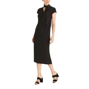 chico's black midi dress Travelers Kurta Border Print Midi Dress